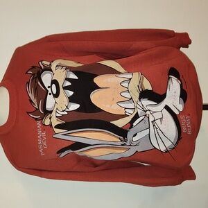 Vintage Looney Tunes Taz and Bugs Bunny Red Sweatshirt Large 1993 sweatshirt